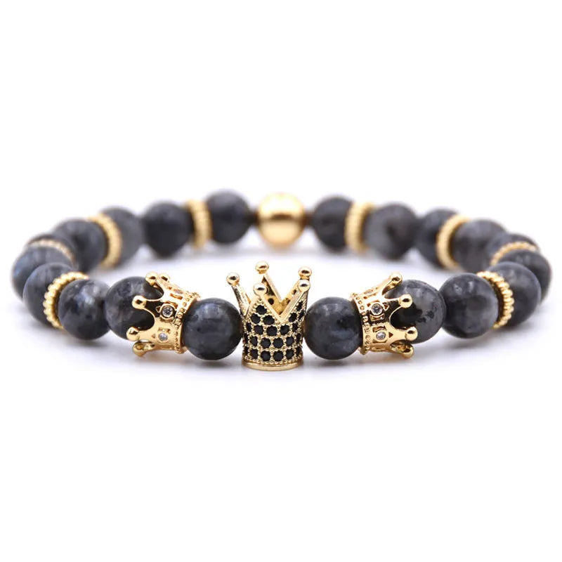 Volcanic Stone Crown Bead Bracelet