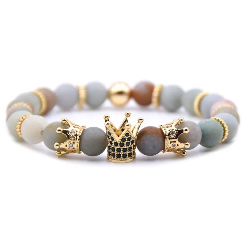 Volcanic Stone Crown Bead Bracelet