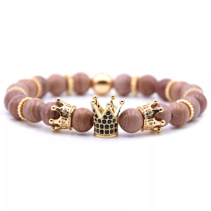 Volcanic Stone Crown Bead Bracelet