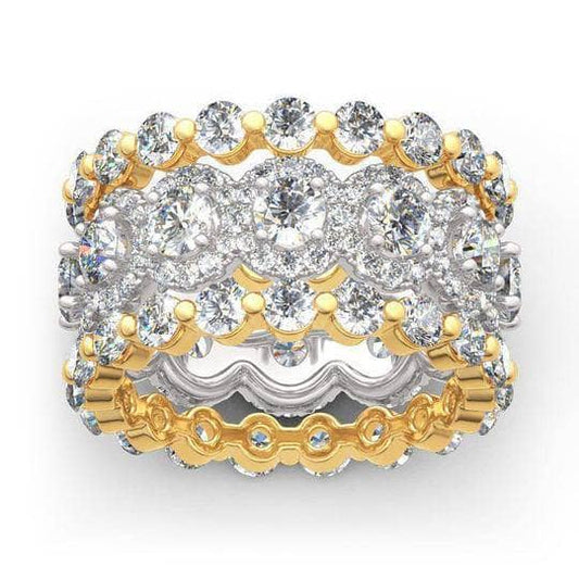 2 Tone 5.0ct Round Cut 3PC Wedding Band Set