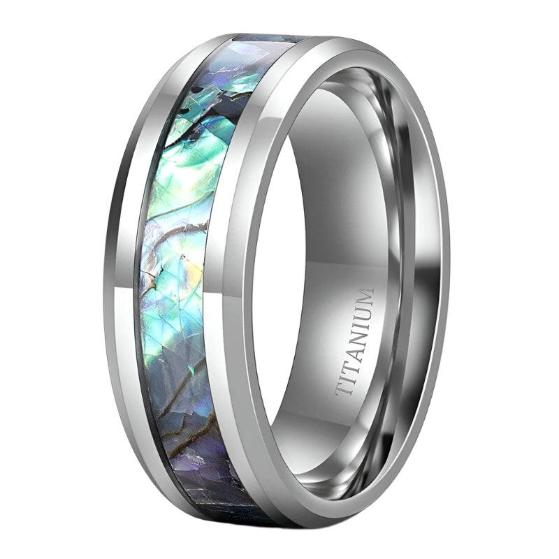 Abalone Shell Men's Titanium Wedding Band