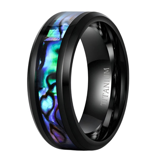 Abalone Shell Men's Titanium Wedding Band