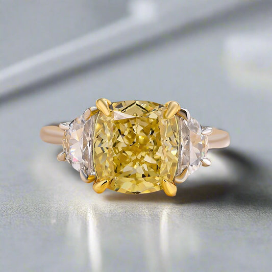 VIP Custom Ring- 1.5 ct Cushion Cut Yellow Stone (Aftersale Service)