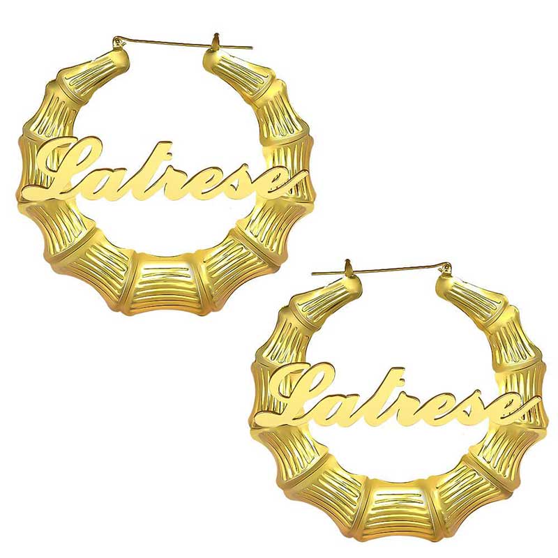 VIP Custom Name 40mm-100mm Bamboo Earrings (Aftersale Service)