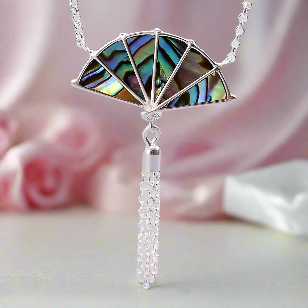 Folding Fan with Tassel Necklace