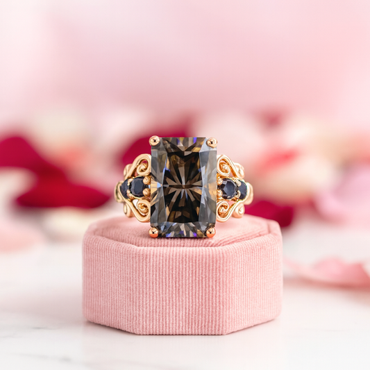 5.5ct Gray Certified Moissanite Engagement Ring