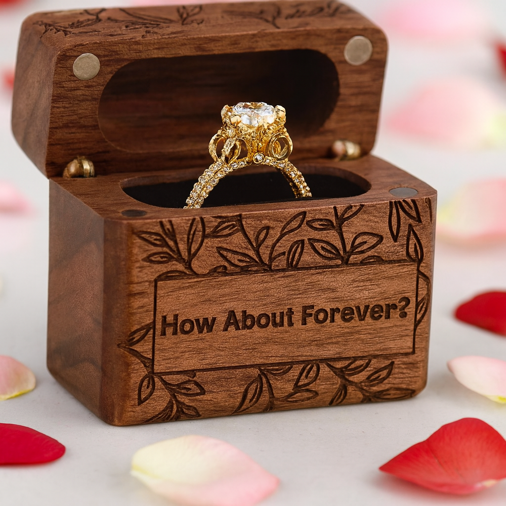 How About Forever Wooden Proposal Ring Box