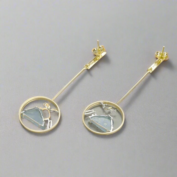 Natural Gemstone Bird Whisper Dangle Earrings