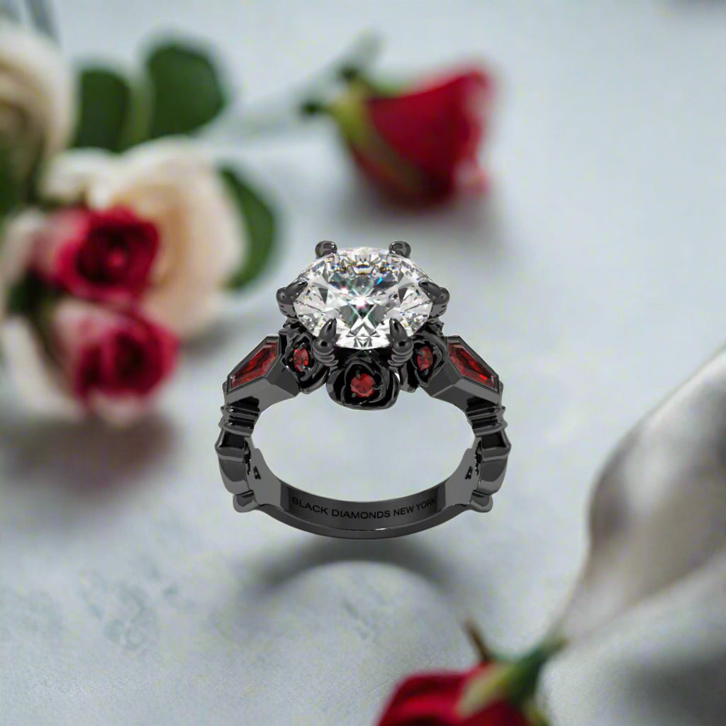 Through Eternity Ring- 3 ct Round Cut Diamond with Spider Legs Gothic Wedding Ring