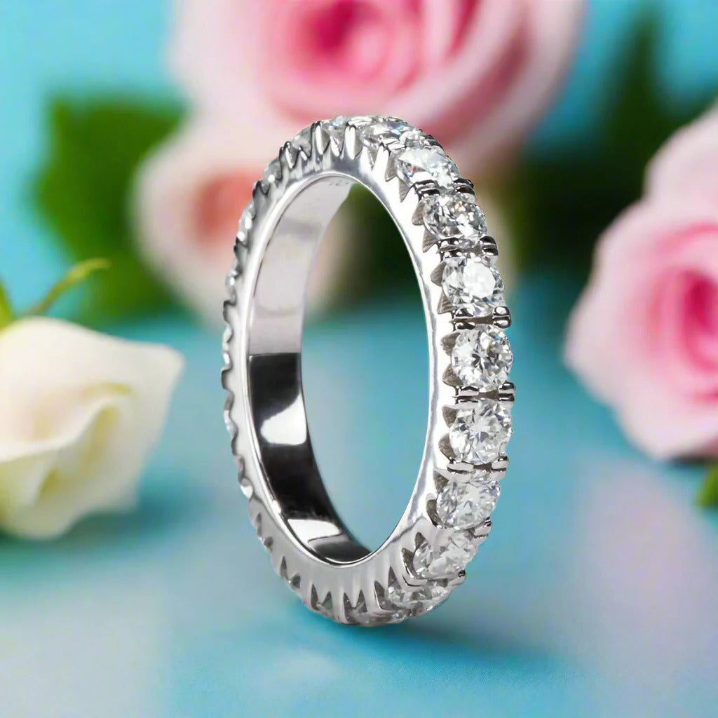 Round Cut Diamond Eternity Wedding Band