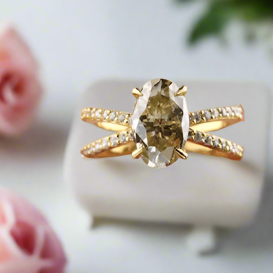 Split Shank Light Yellow Diamond Engagement Ring