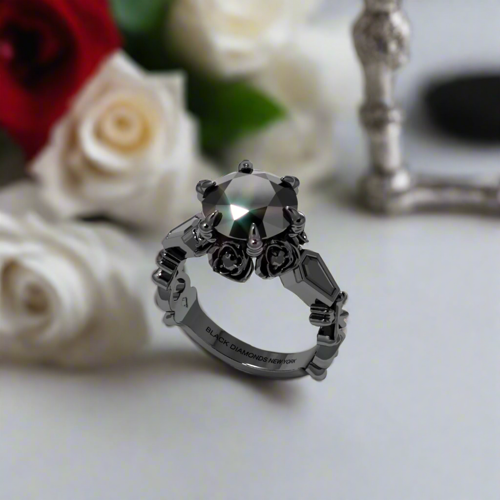 Through Eternity Ring- 3 ct Round Cut Diamond with Spider Legs Gothic Wedding Ring