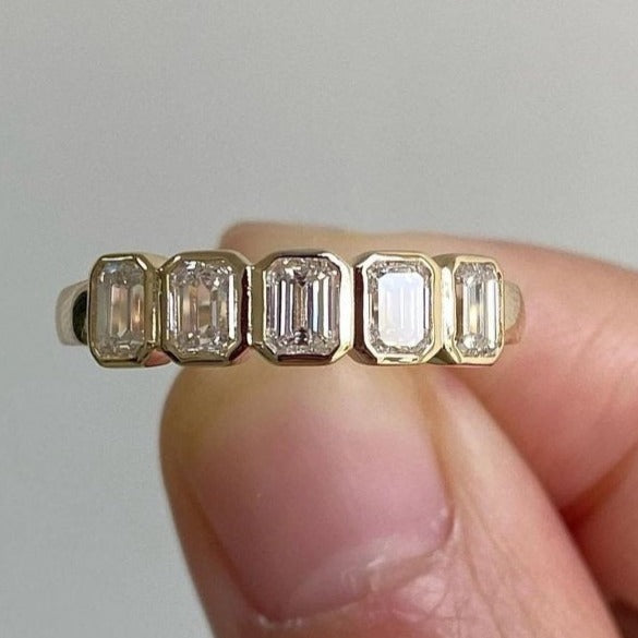 VIP Custom Dream Ring Band- 14k Bezel Emerald Cut Half Eternity (Aftersale Service)