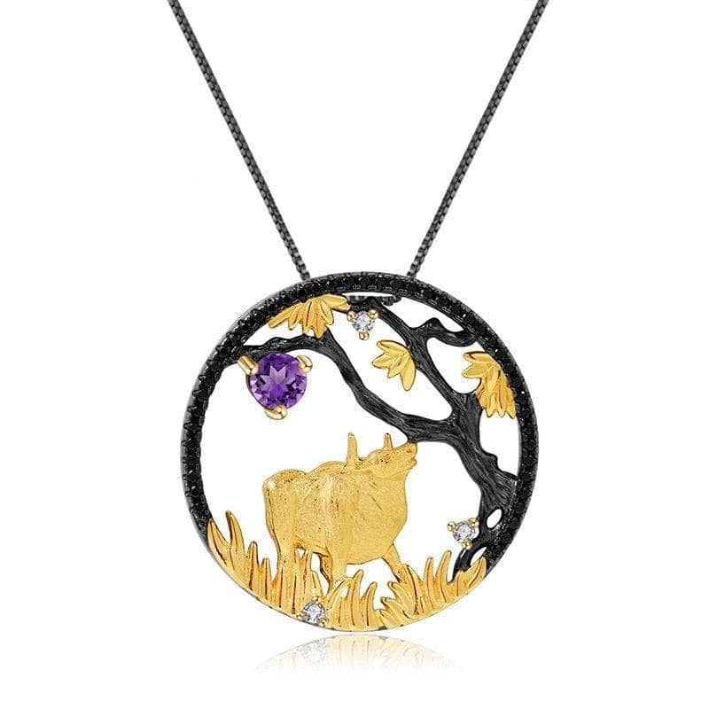 Year Of The Ox-Natural Red Garnet Handmade Patient Ox Necklace
