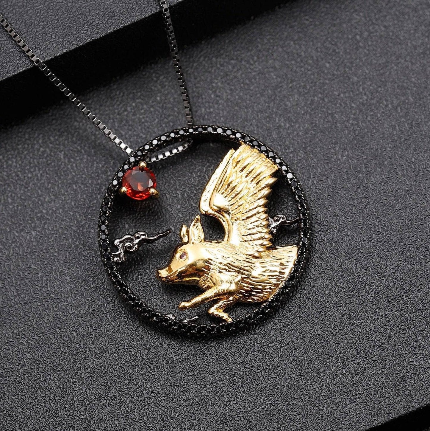 Year Of The Pig-Natural Red Garnet Handmade Pig Chivalrous Necklace