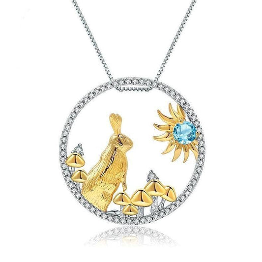 Year Of The Rabbit- Natural Gemstone Handmade Rabbit Necklace