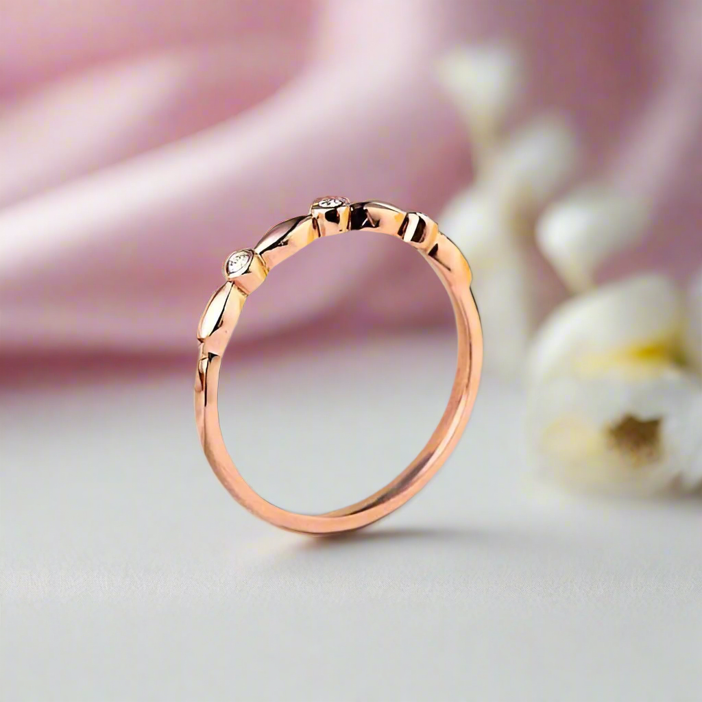 0.03 Ct Diamond 14K Rose Gold Stackable Ring