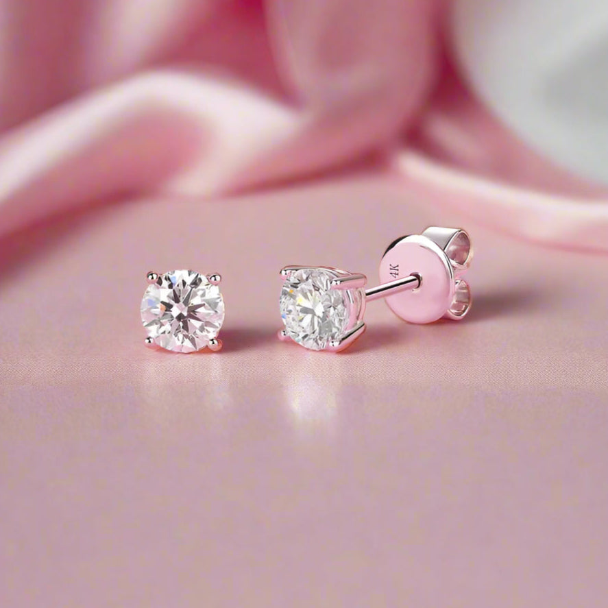 0.5 Ct Round Lab Grown Diamond Stud Earrings in 14k White Gold