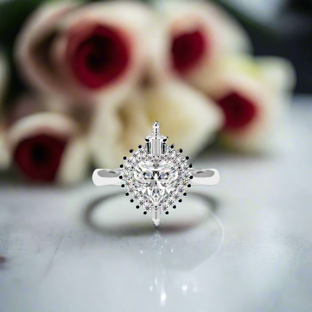 Against All Odds- Heart Shape Diamond Gothic Engagement Ring