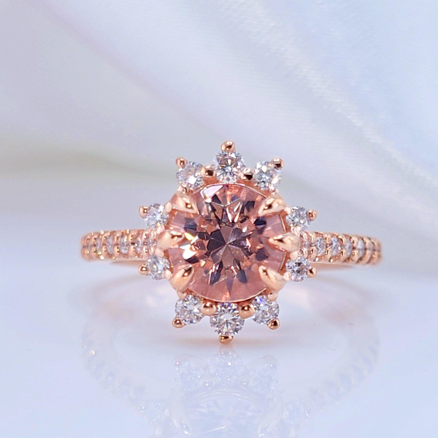 10k Rose Gold Morganite Gemstone Engagement Ring