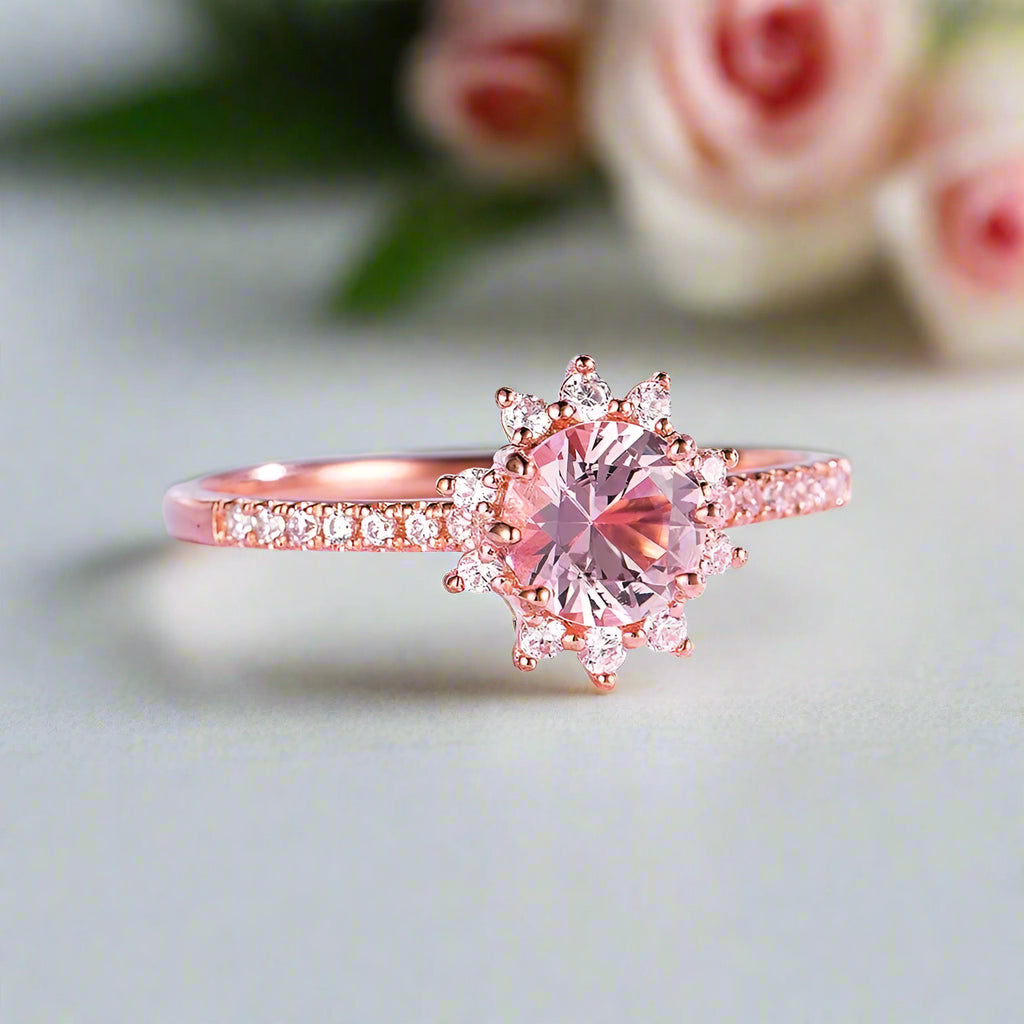 10k Rose Gold Morganite Gemstone Engagement Ring
