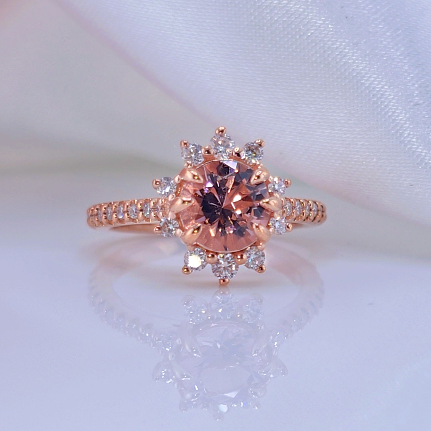 10k Rose Gold Morganite Gemstone Engagement Ring