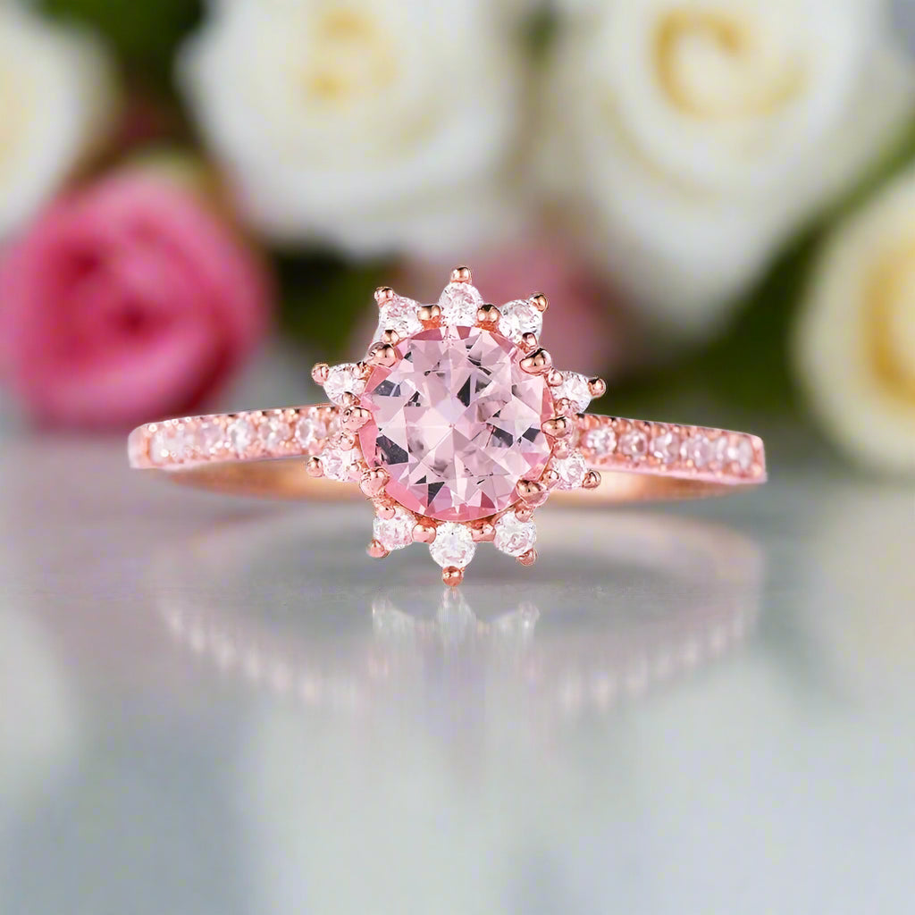 10k Rose Gold Morganite Gemstone Engagement Ring