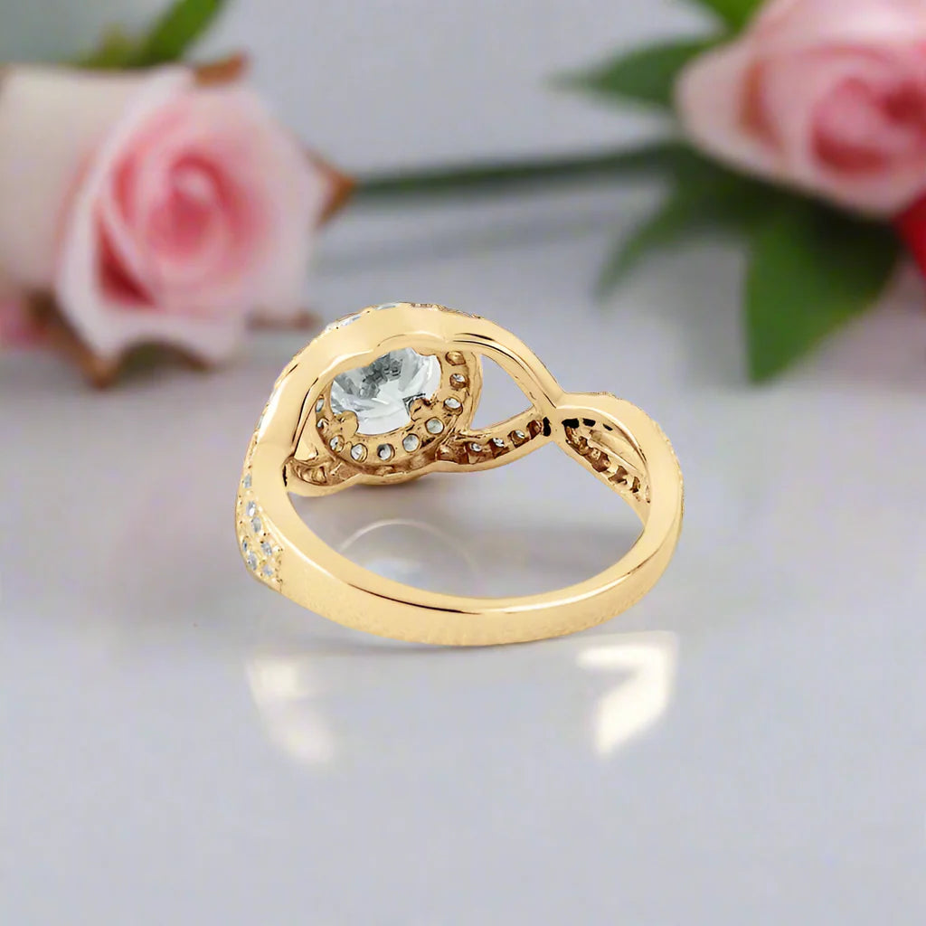 10k Yellow Gold 0.8 Ct Diamond Twist Shank Engagement Ring