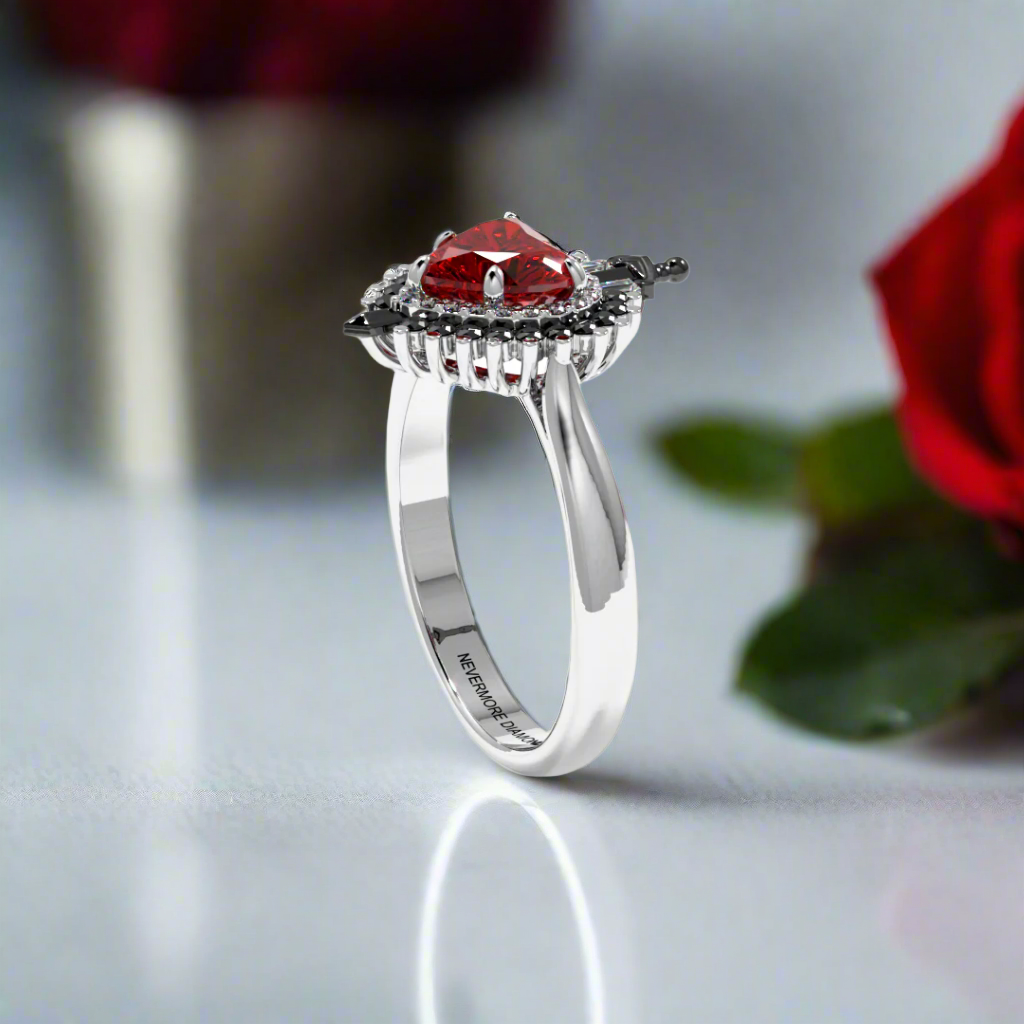 Against All Odds- Heart Shape Diamond Gothic Engagement Ring