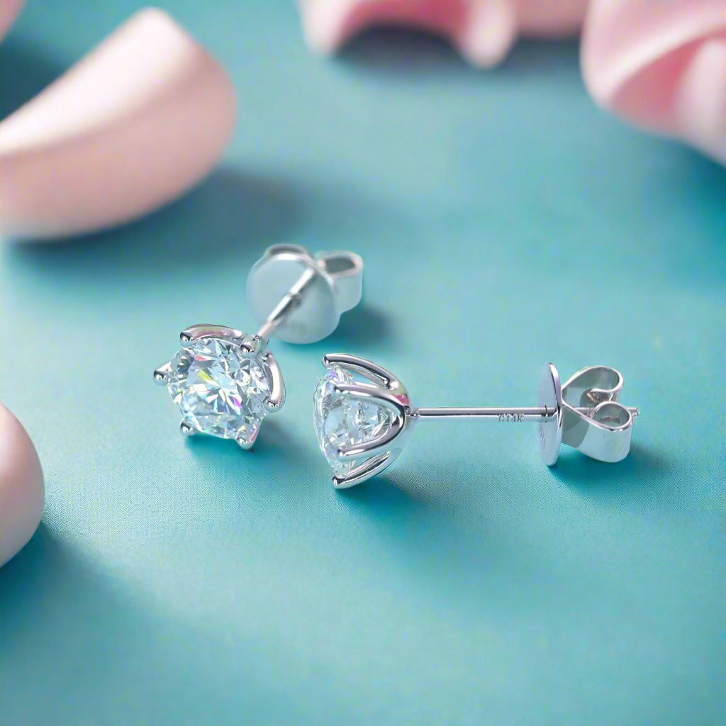 14k White Gold 1.0 Ct Lab Grown Diamond Stud Earrings
