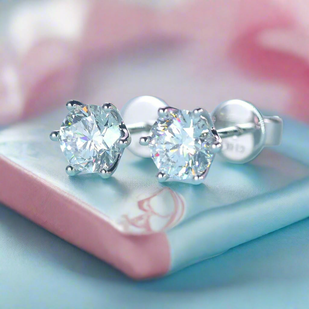 14k White Gold 1.0 Ct Lab Grown Diamond Stud Earrings