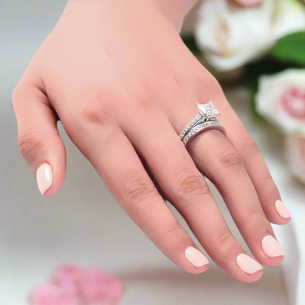 VIP Dream Ring- 1.5 Carat Princess Cut Wedding Ring Set (Aftersale Service)