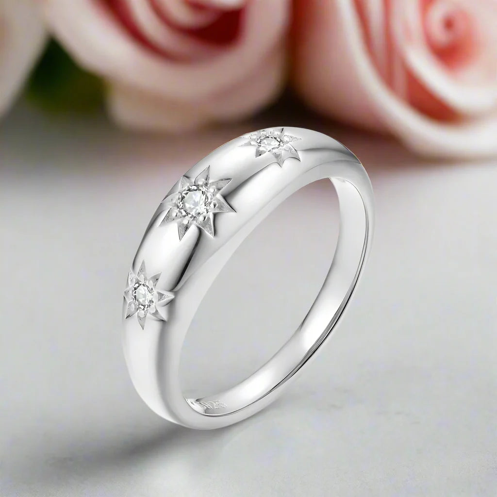2.5mm Three Stars Diamond Wedding Band