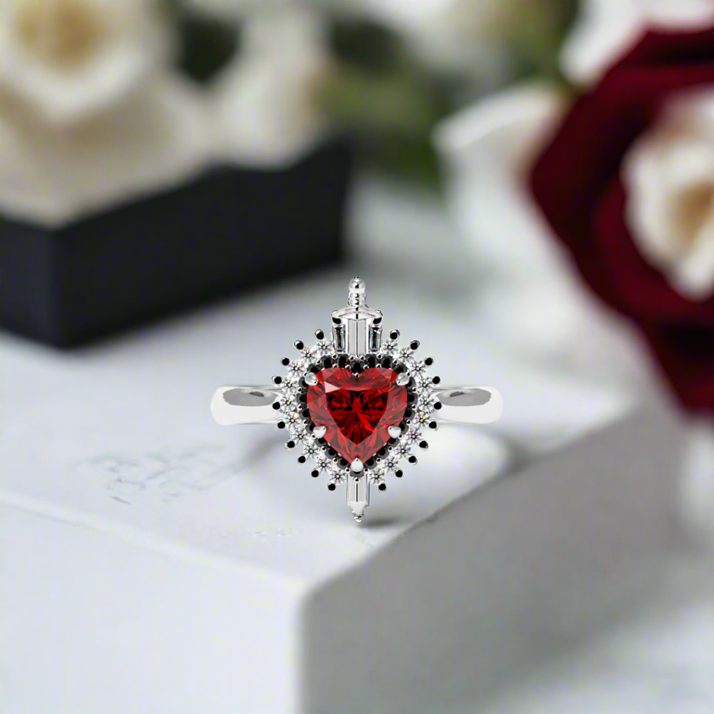 Against All Odds- Heart Shape Diamond Gothic Engagement Ring