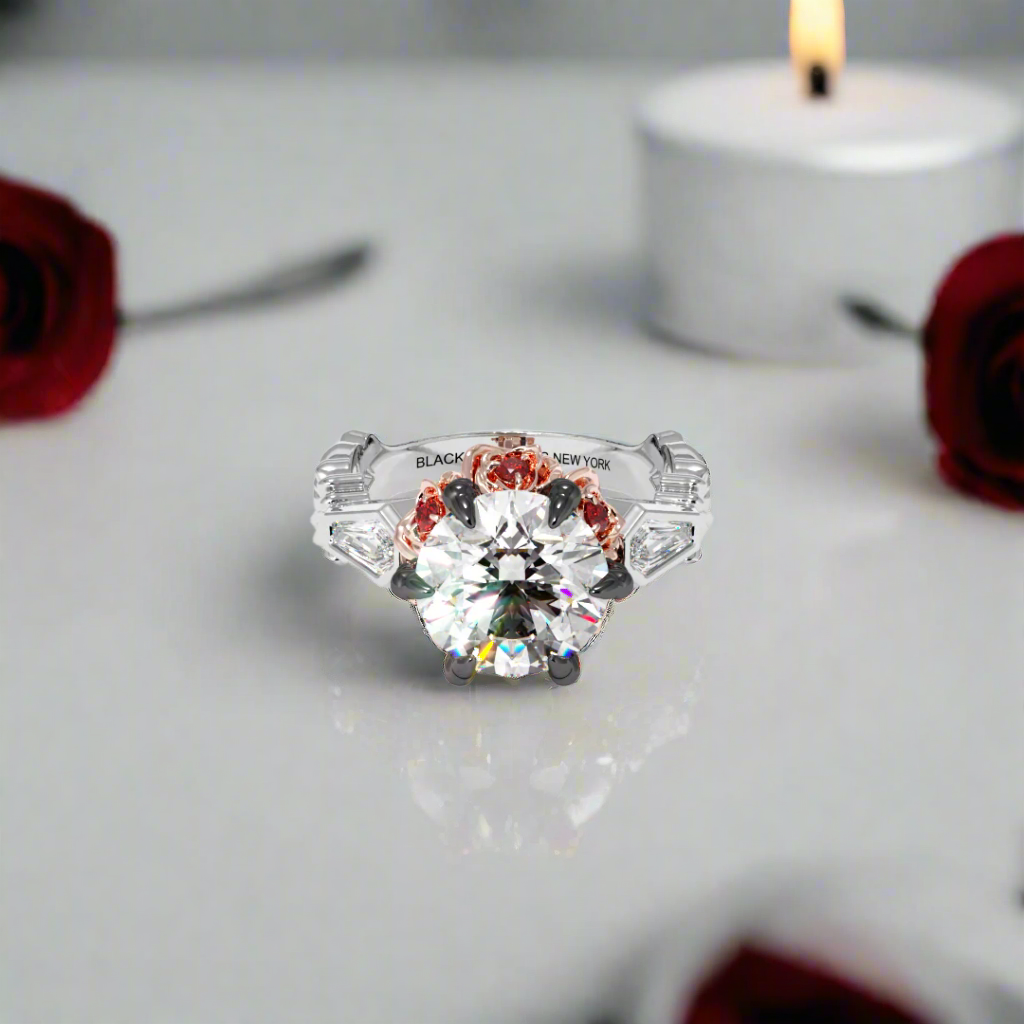 Through Eternity Ring- 3 ct Round Cut Diamond with Spider Legs Gothic Wedding Ring