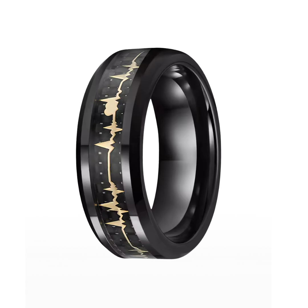 Heart Beat Inlay Men's Tungsten Carbide Wedding Band