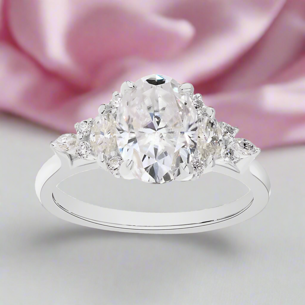3.0Ct Oval-cut Diamond White Gold Engagement Ring