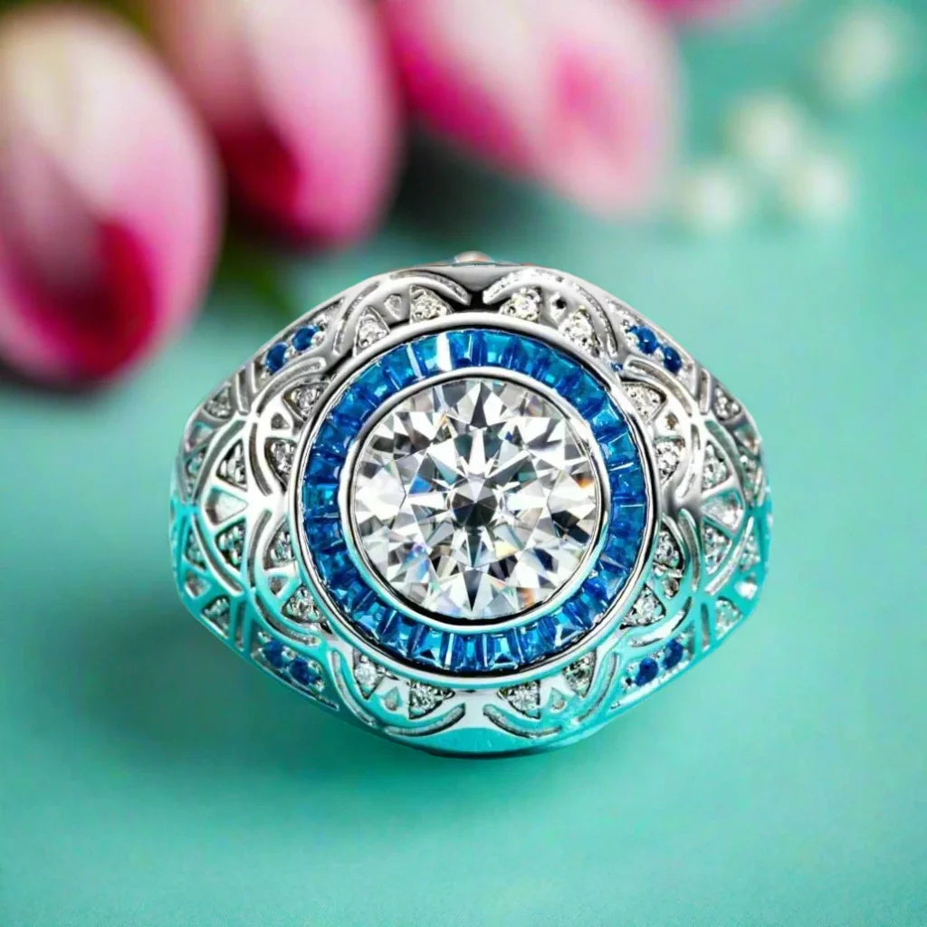3.0 Ct Diamond Vintage Men's Engagement Ring