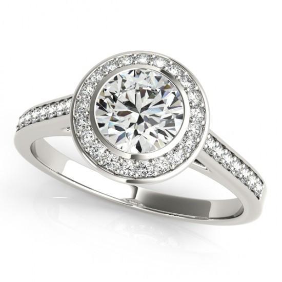 3.0 Ct Round Cut Diamond Halo White Gold Engagement Ring
