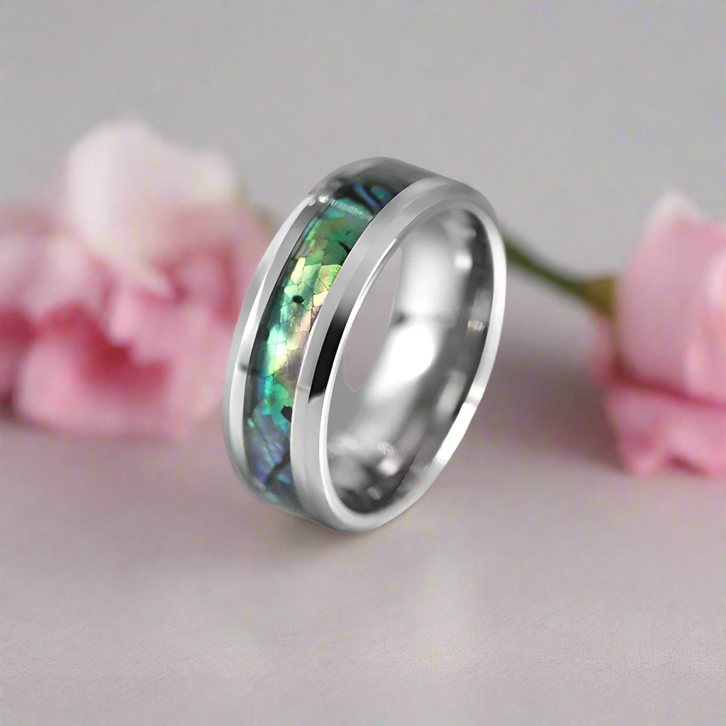 Abalone Shell Men's Titanium Wedding Band