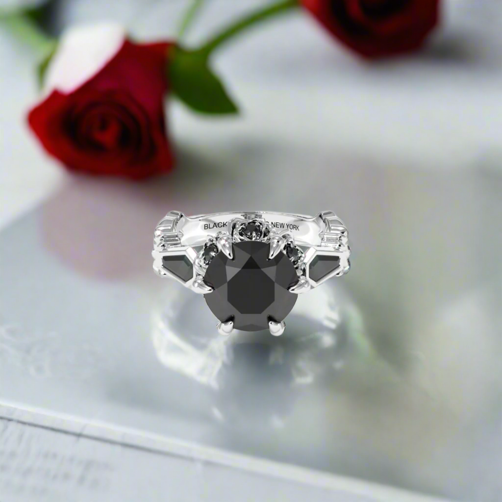Through Eternity Ring- 3 ct Round Cut Diamond with Spider Legs Gothic Wedding Ring
