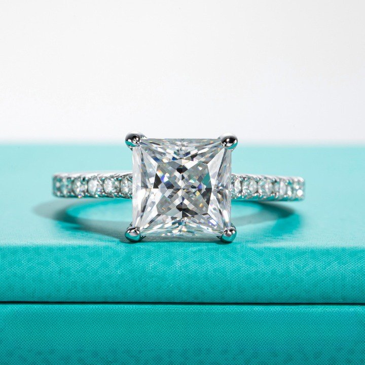 3ct Princess Cut Diamond Engagement Ring Set (Aftersale Service)