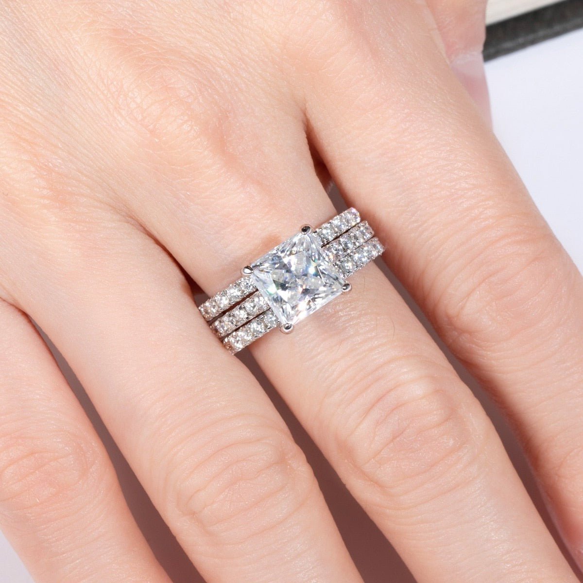 3ct Princess Cut Diamond Engagement Ring Set (Aftersale Service)