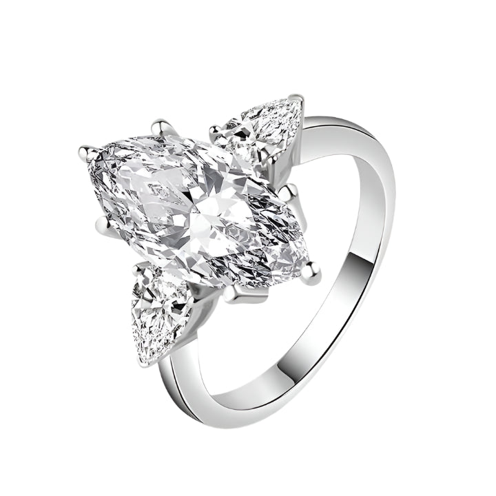 4.0 Ctw Marquise & Pear Cut Diamond Engagement Ring