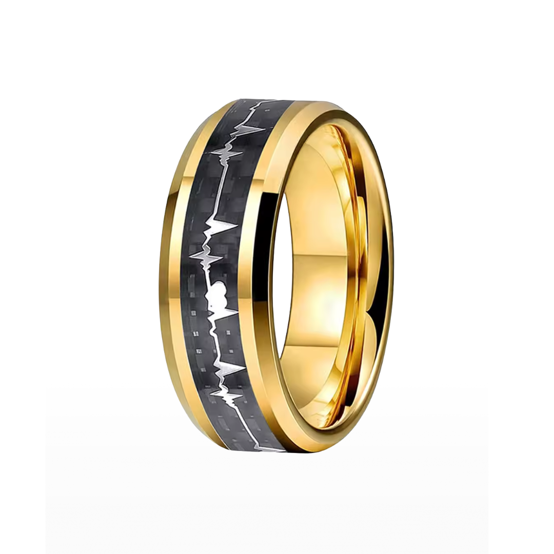 Heart Beat Inlay Men's Tungsten Carbide Wedding Band