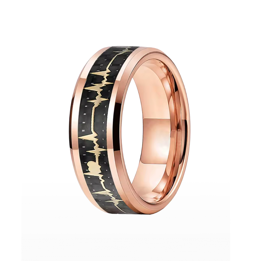 Heart Beat Inlay Men's Tungsten Carbide Wedding Band