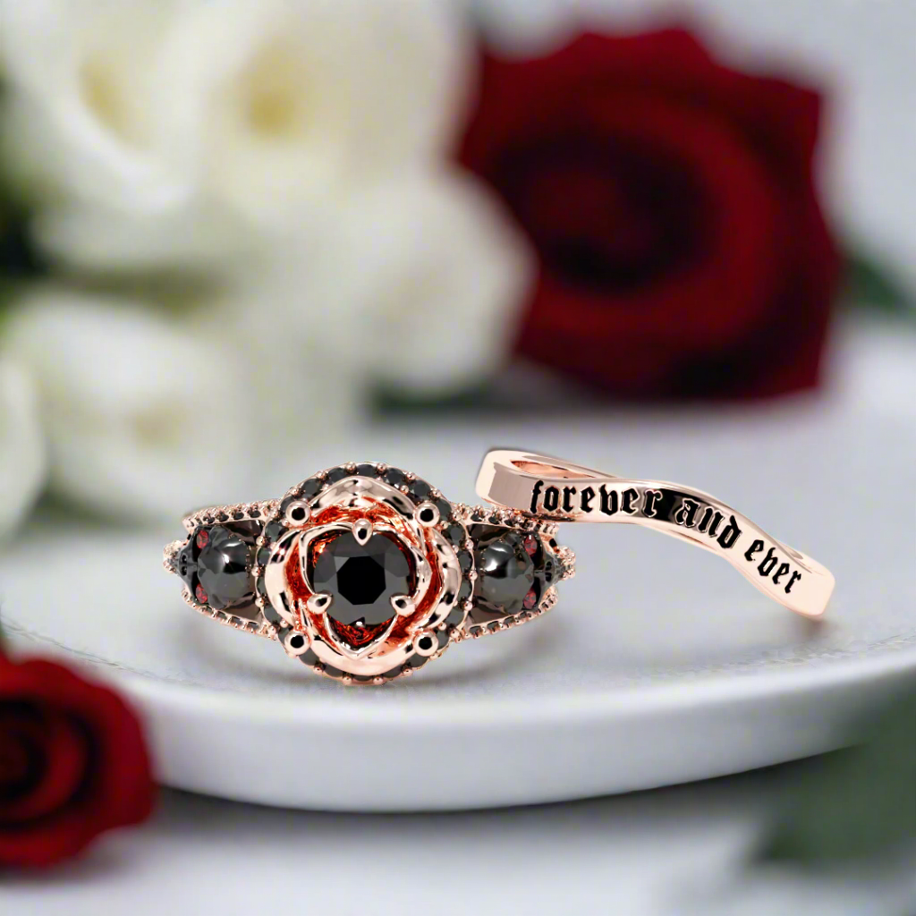 Forever And Ever Wedding Rings- 14k Rose Gold with Skulls