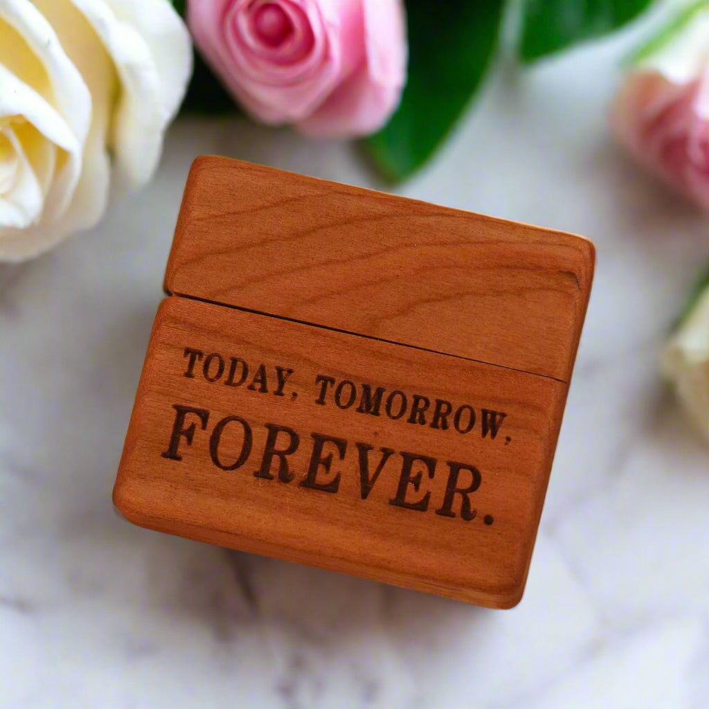 Forever- Mini Wooden Ring Box Single Slot