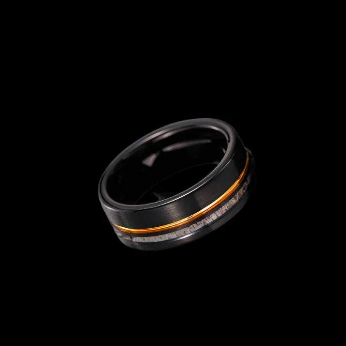 Antler Inlay with Gold Line Matte Black Tungsten Men's Wedding Band