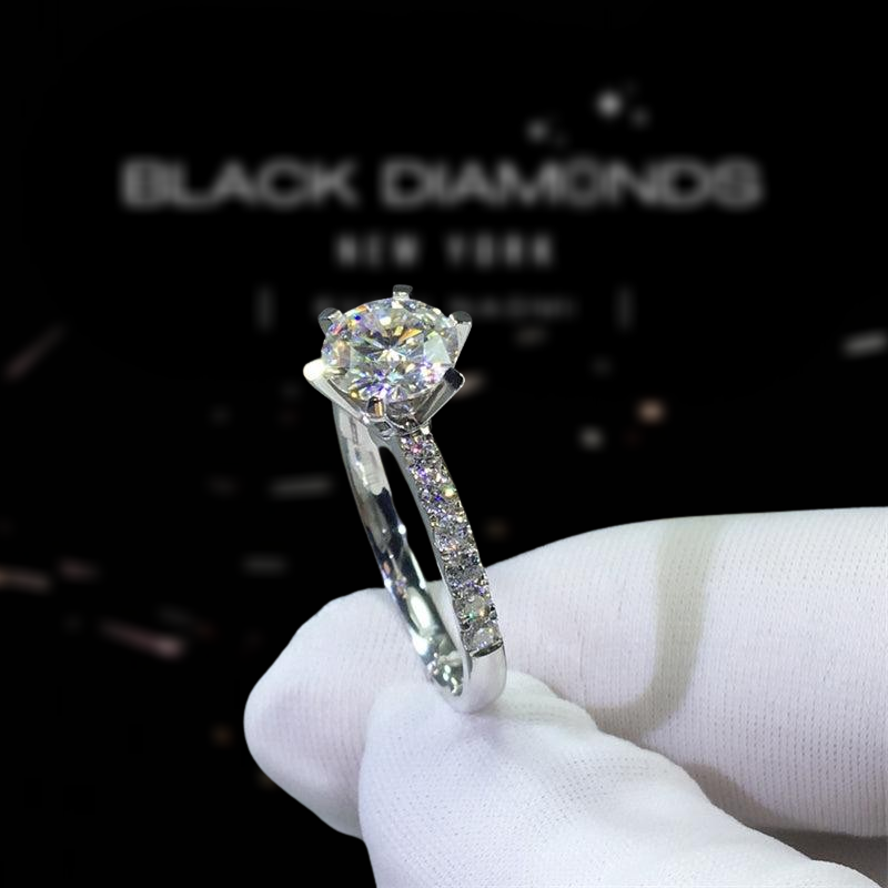 1.0 Ct Round Cut D Color Diamond 6 Prong Engagement Ring